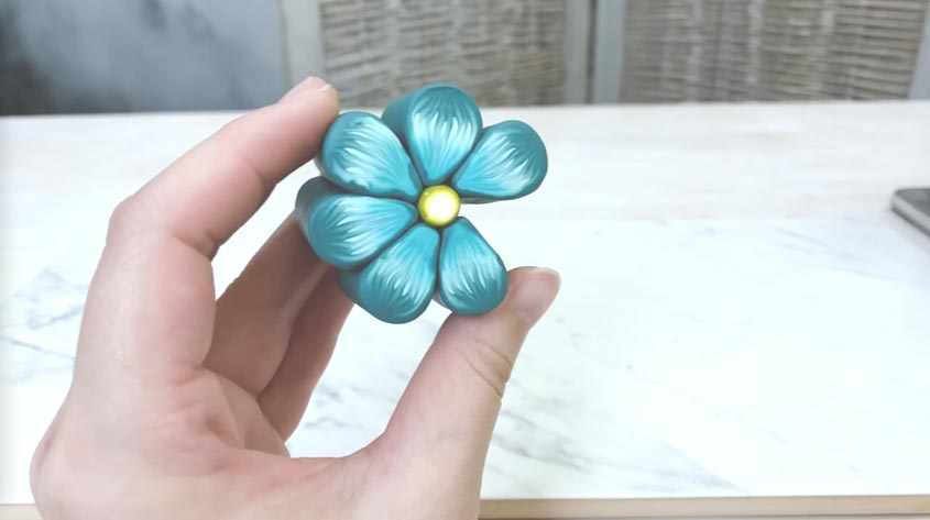 Polymer Clay Cane, Unbaked or Raw Cobalt Blue Flower Cane 